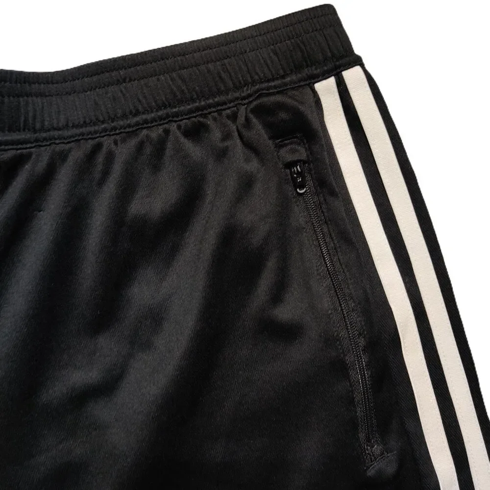 Adidas Primeblue Aeroready Men’s M Black 3-Stripe Soccer Shorts Zip Pockets